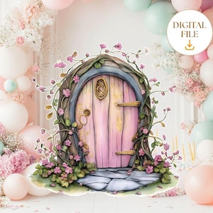 Fairy Garden Door Cutout, Fairy Birthday Party Decor, Fairy First Birthday Decor, Fairy Theme Cutout Birthday Standee, Digital Download