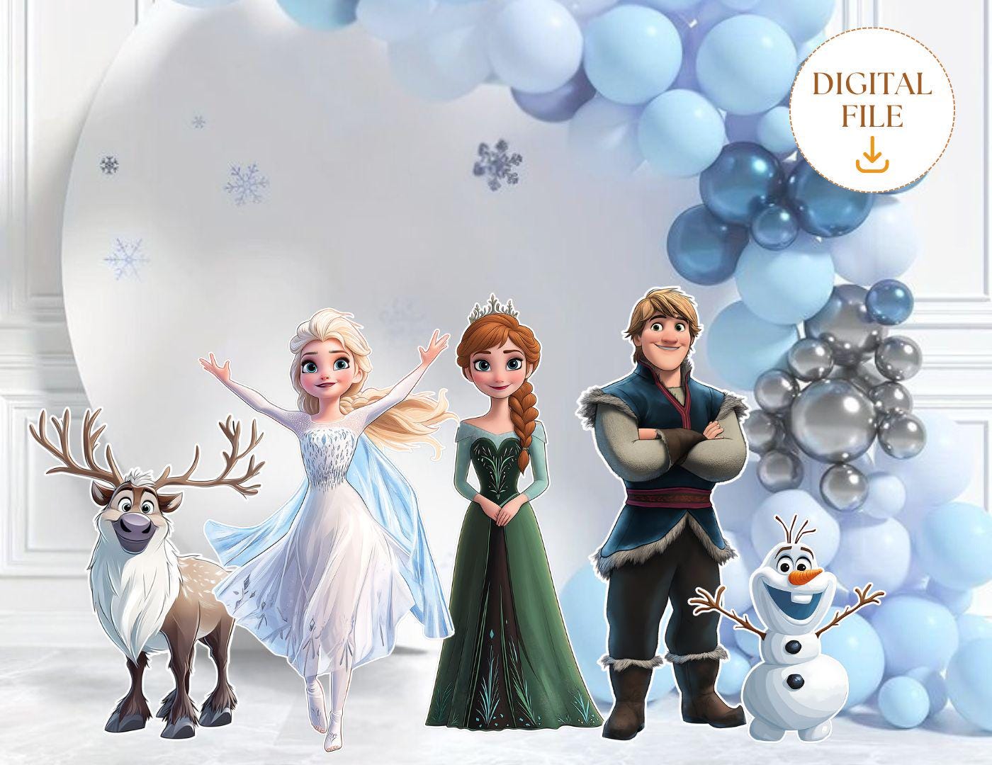 Frozen Cutout Bundle, Frozen Party Decoration, Elsa Anna Kristoff Olaf Sven  Cutouts, Birthday Party Stand up Prop, Digital Download - Etsy, image size:1400x1080