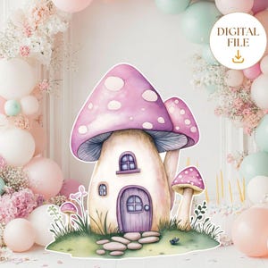 Fairy First Birthday Cutout, Fairy Mushroom Cutout, Fairy Party Decoration Fairy Theme Baby shower, Stand up Props Digital Download