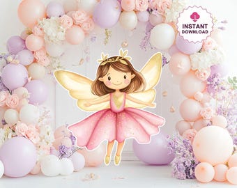 Fata Grande Decorazione Ritaglio Carino Fata Compleanno Fata Festa Decorazione Fata Floreale Principessa Fata Festa Compleanno Ritagli Download Immediato