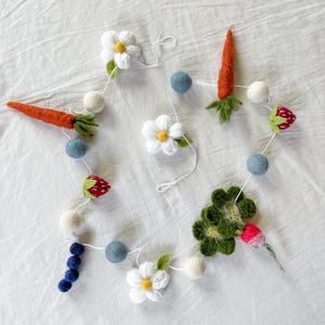 Needle Felted Garden Garland: Beatrix Potter Inspired Nursery Decor