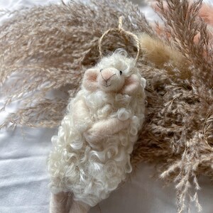 Needle felted curly wool sheep ornament | cute animal gift
