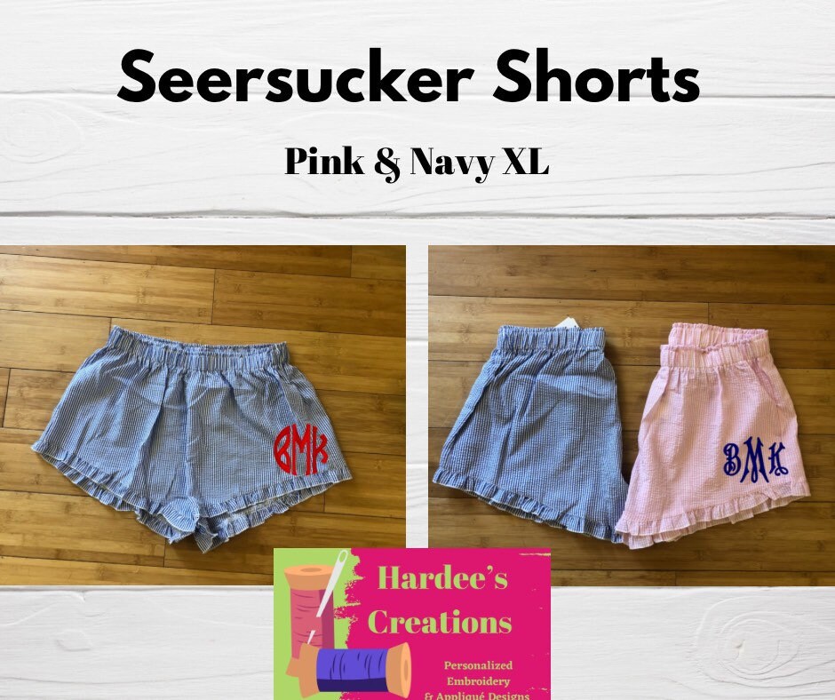 Monogram Seersucker Lounge Shorts Seersucker Shorts Monogram 