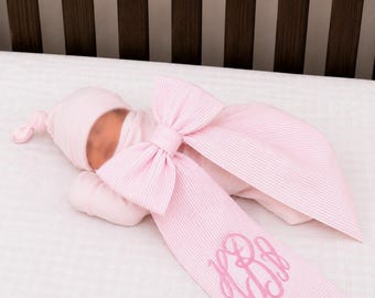 Seersucker Baby Sash with Embroidered Name or Monogram