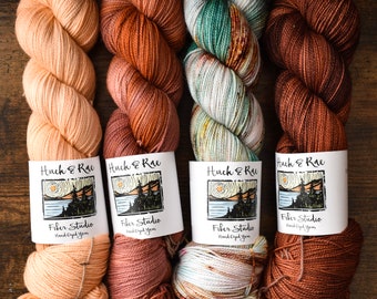 LANA Shawl Kit| Sampler Kit| Hand Dyed Yarn| Fingering Wool Yarn| Sock Yarn| Variegated Speckled Yarn| Semi-Solid Yarn