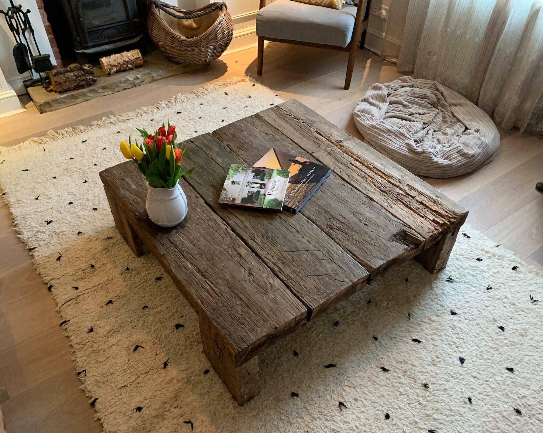 Rustic Reclaimed Sleeper Wood Coffee Table Etsy