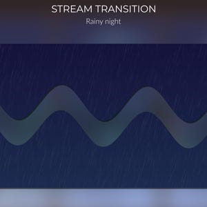 May include: A dark blue background with a wavy, light blue line in the center. The background is textured to look like rain falling.