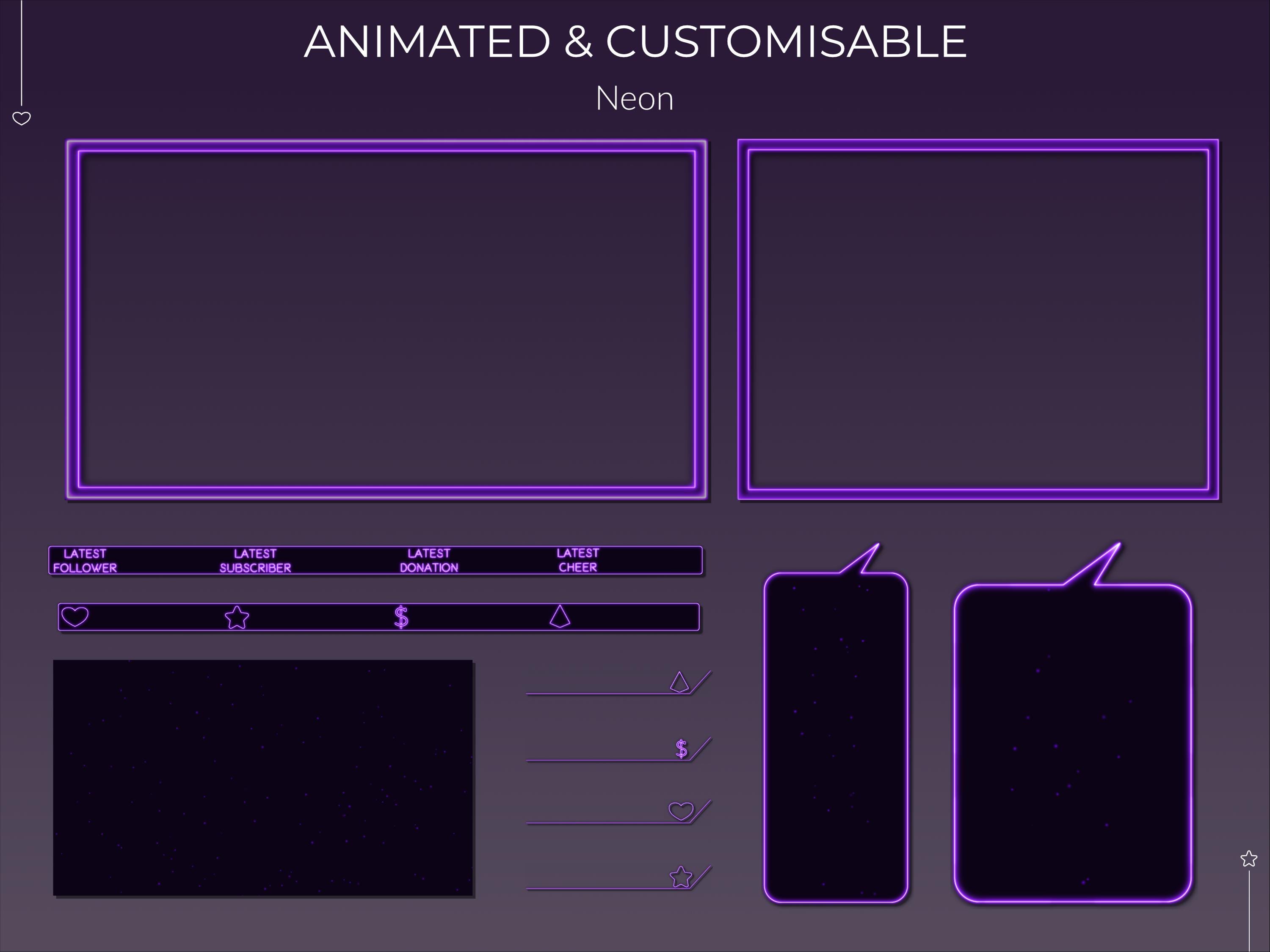 Animated Purple Neon Stream Package – Stream Bundle With Alerts, Panels ...