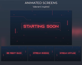 Schermate animate dello streaming di Valorant: pacchetto Twitch OBS (download digitale)