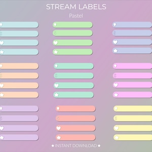 9x Pastel Recent Alert Stream Label Pack | 9 pastel colors | 4 labels per color | Ready to use | PNG | Twitch | Recent Alerts | Customisable