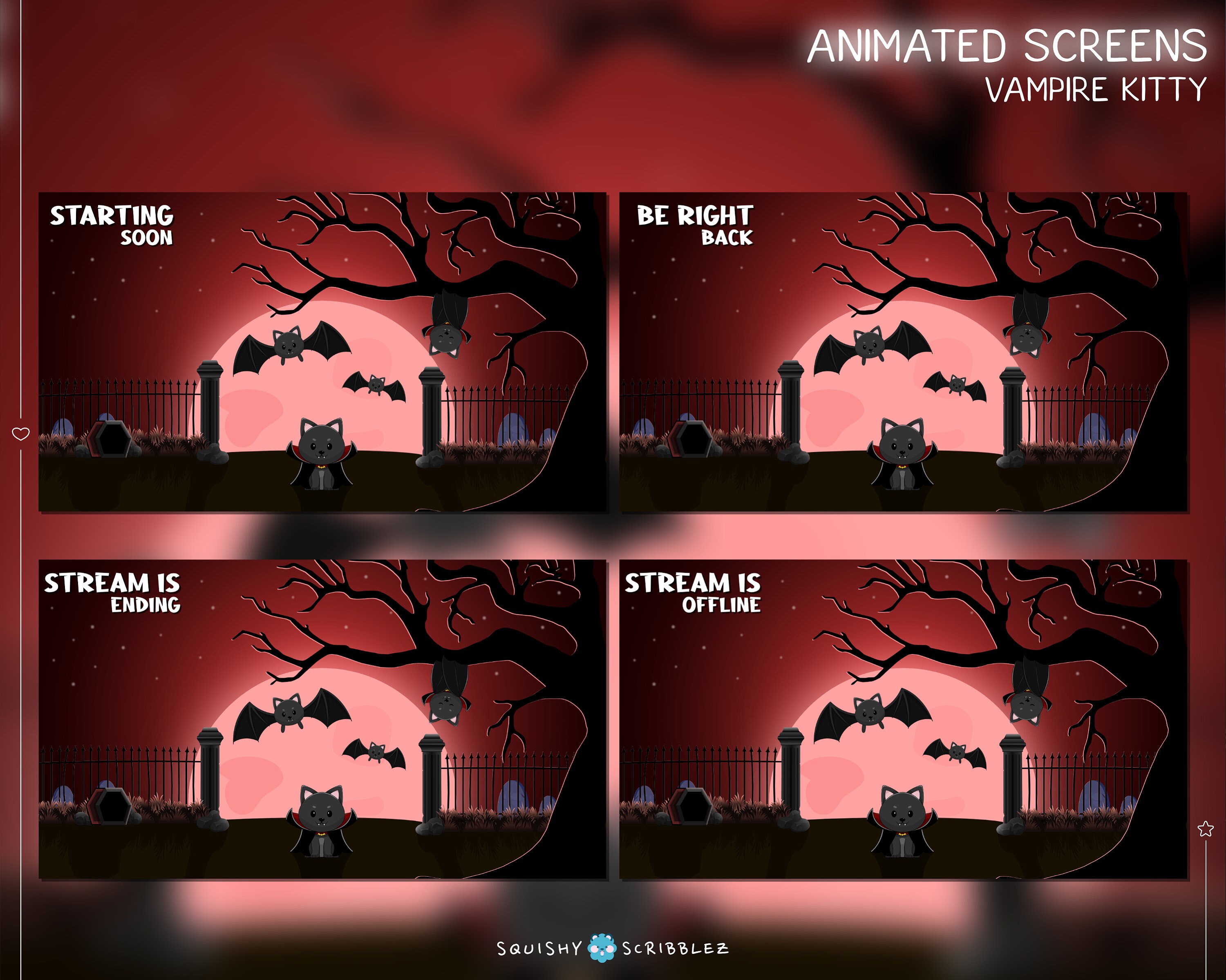 Animated Gothic Vampire Stream Overlay Just Chatting Overlay -  Canada