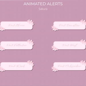 Sakura Animated Twitch Alerts | 6 Animated alerts | 6 Static alerts | Chill | Stream alerts | Pink | Pastel | Cherry Blossom
