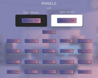 Pannelli LoFi Twitch: design sfumato minimalista (download digitale di 23 PNG)
