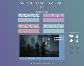 Etichette di streaming animato: Nuvole, Stelle, Sole, Neve (download digitale)