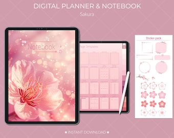 Sakura Digital Notebook / Planner / Note / iPad / Annuale / Mensile / Settimanale / Giornaliero / Con collegamento ipertestuale / Modelli