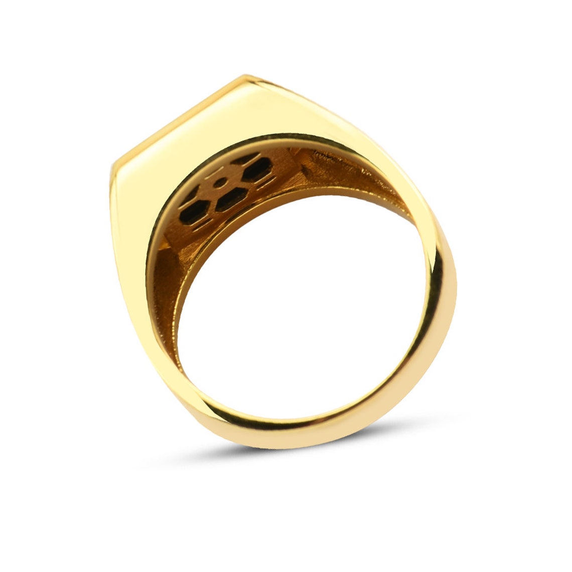 Solid Gold Signet Square Black Onyx Men Ring 10K Gold Pinky | Etsy