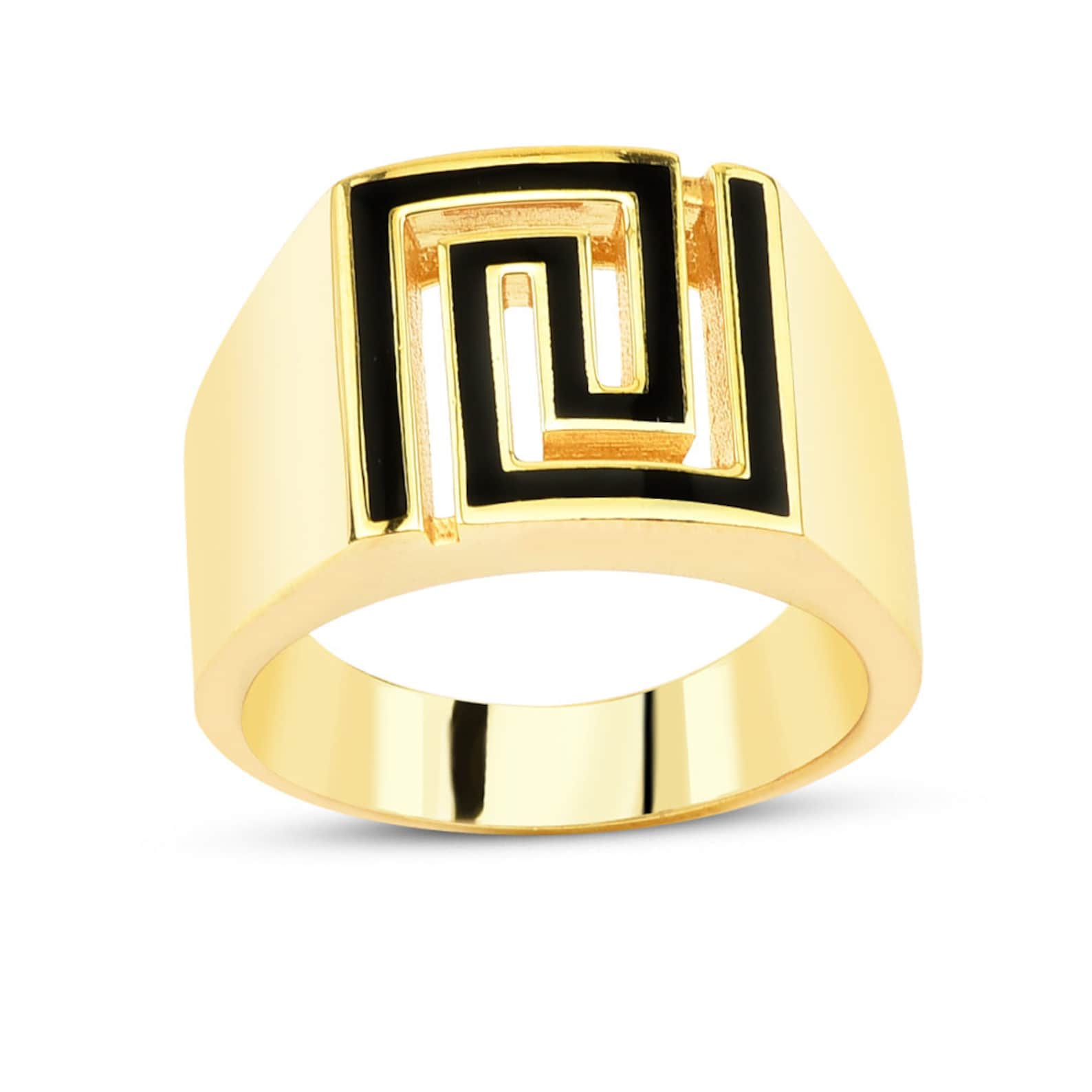 Greek Men Ring Silver Greek Ring Gold Plated Ring Band Etsy