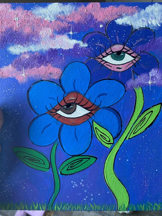 Flower Eyed Acrylic Painting - Etsy