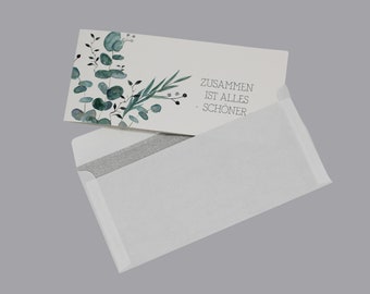Klappkarte EUKALYPTUS * mit Umschlag * Geschenkkarte Hochzeit * Hochzeitskarte * Karte Din lang * Naturpapier