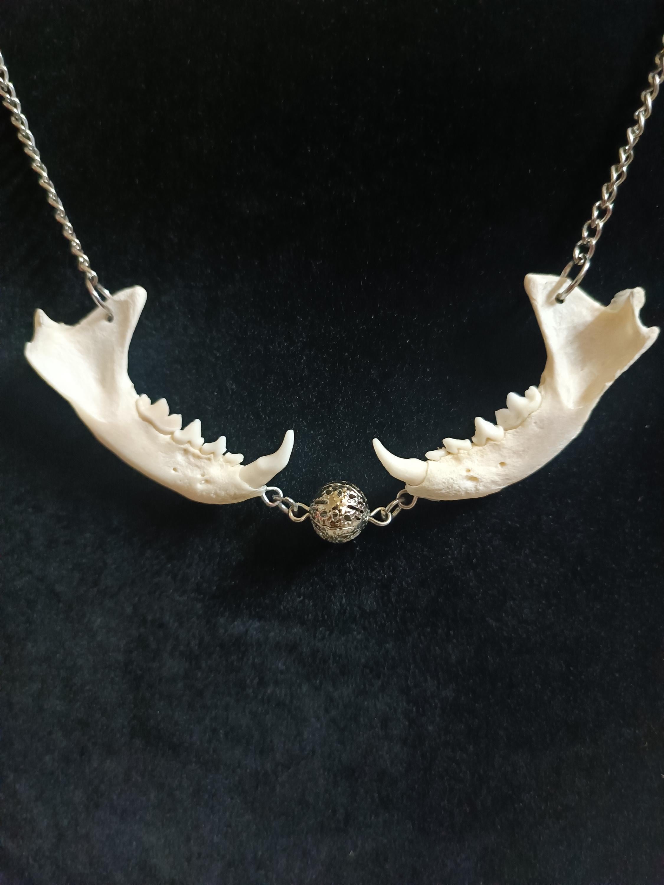 Gothic Bone Jaw Necklace: Unique Witch Jewelry