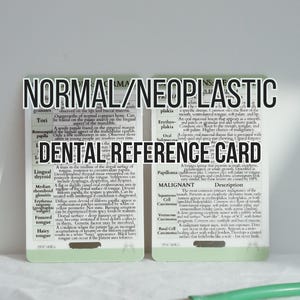 Lesiones orales normales/neoplásicas. Tarjeta de referencia rápida, tarjeta de estudio, higienista dental, asistente dental, escuela de higiene, carrete de credencial.