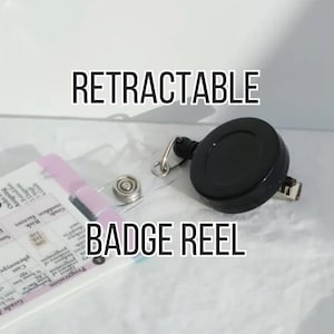 Carrete de credencial negro (1 unidad). Tarjeta de referencia rápida, tarjetas de estudio, higienista dental, asistente dental, porta credencial, carrete de credencial, obsequios dentales