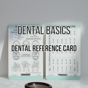 Fundamentos de la consulta dental. Tarjeta de referencia rápida, tarjeta de estudio, higienista dental, asistente dental, escuela de higiene, carrete de credencial