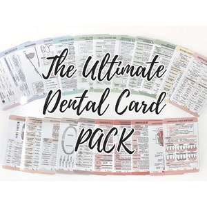 ULTIMATE Dental Card Pack (23). Quick Reference Cards, Study Cards, Dental Hygienist, Dental Assistant, Hygiene School, Gifts, Dental gifts