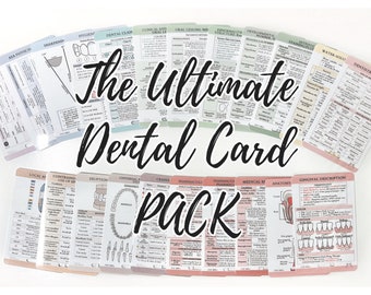 ULTIMATE Dental Card Pack (23). Quick Reference Cards, Study Cards, Dental Hygienist, Dental Assistant, Hygiene School, Gifts, Dental gifts