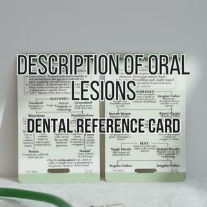Descrição de Lesão Oral. Cartão de Referência Rápida, Cartão de Estudo, Higienista de Higiene Dental, Assistente de Dentista, Escola de Higiene, Carretel de Crachás