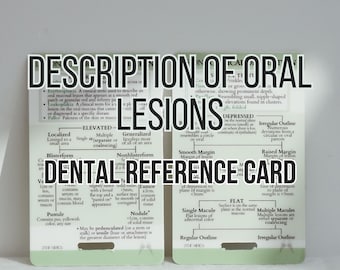 Oral Lesion Description Card: Quick Reference Badge Buddy for Hygienists & Assistants | Study Guide, Dental Student Gift, Dental Hygiene