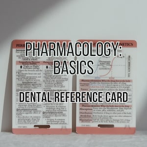 Fundamentos de farmacología. Tarjeta de referencia rápida, Tarjeta de estudio, Higienista dental, Asistente dental, Regalos de enfermería, Enfermería, Regalos dentales,