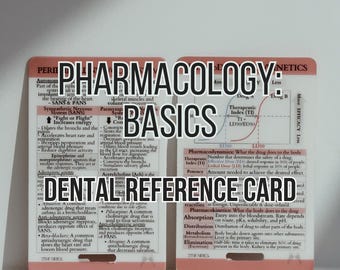 Fiche de principes fondamentaux en pharmacologie : référence rapide pour les hygiénistes, les aides-soignants et les infirmières | Guide d'étude, cadeau pour étudiant en médecine dentaire