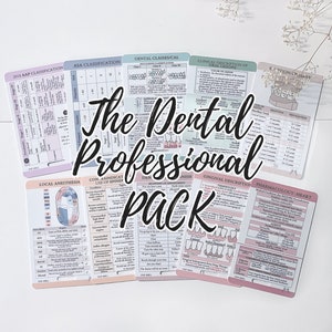 The Dental Professional PACK. Quick Reference Card, Study Card, Dental Hygienist, Dental Assistant, Hygiene School, Badge Reel, Dental gifts