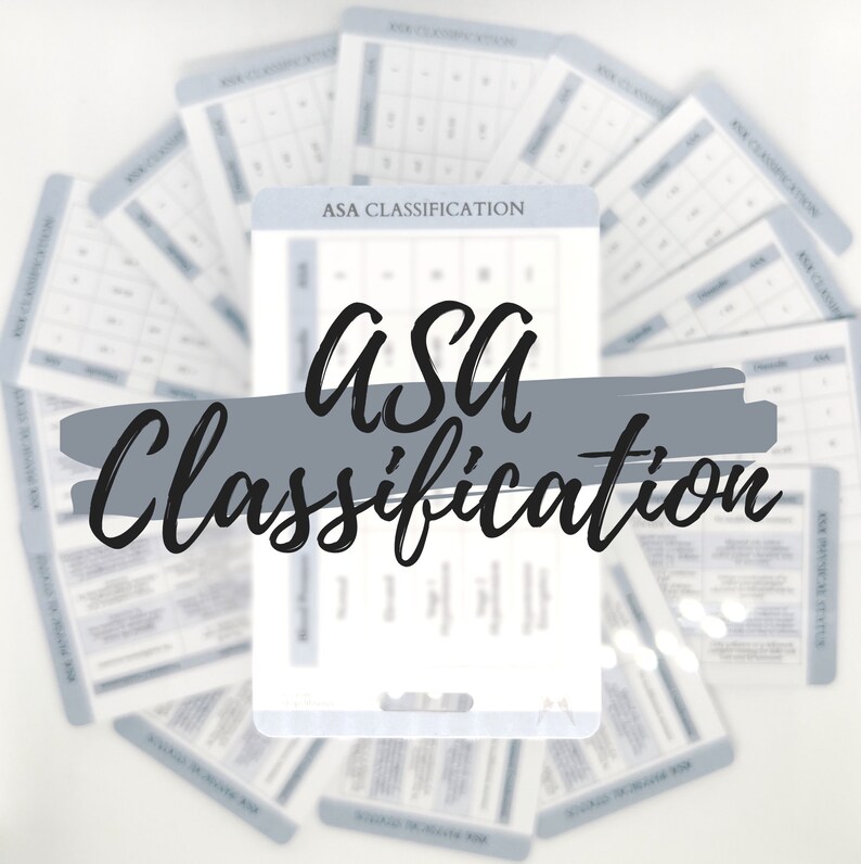 ASA Classification. Quick Reference Card Study Cards Dental Etsy