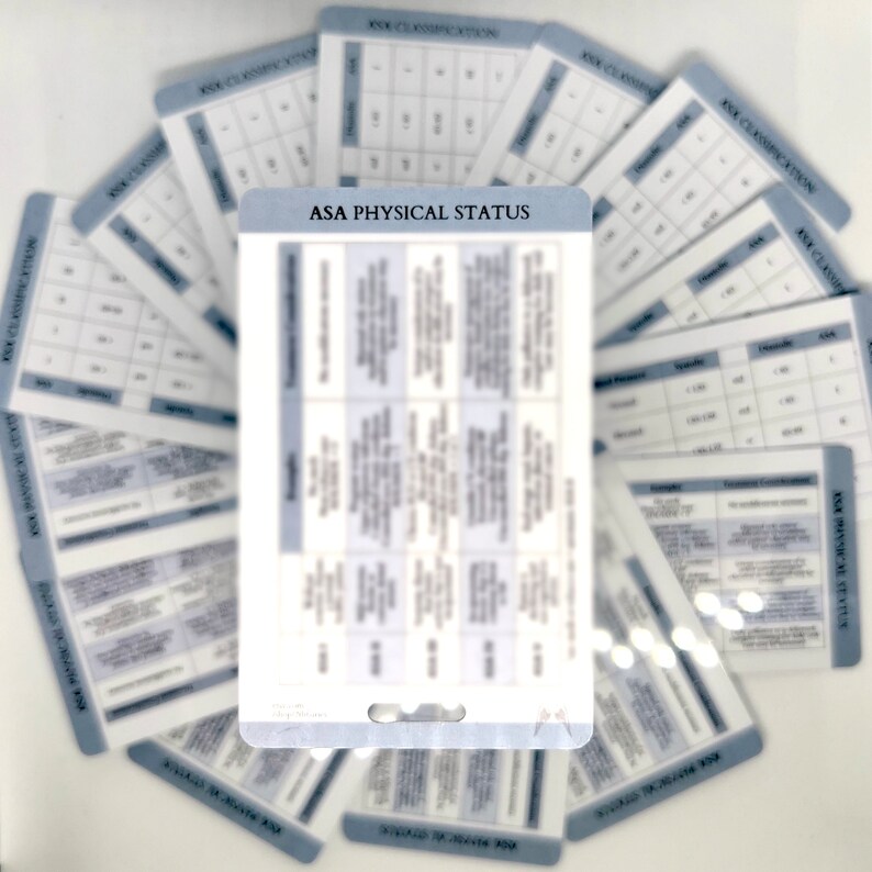 ASA Classification. Quick Reference Card Study Cards Dental Etsy