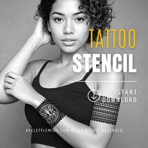 Hawaiian Tiki Tattoo Flash Sheet Arm and Sleeve Geometric Stencil Design Ready to Download and Use