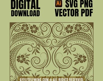 Hawaiian Hibiscus Plumeria Square Floral Design, Digital Tropical Vector SVG PDF Transparent PNG Files for Tattoo Artists & Creative Designs