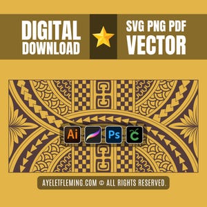 Hawaiian Tribal Tattoo Stencil Vector SVG, Polynesian Geometric Arm Band Sleeve Design, Digital PDF Transparent PNG Digital Cricut Procreate