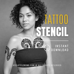 Polynesian Tribal Tattoo Stencil of Aries Zodiac Star Sign – Astrology Flash Design for Birthday Gift