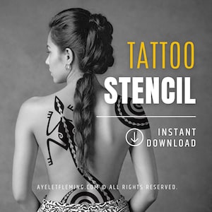 Polynesian Lizard Tattoo Stencil Flash Sheet: Hawaiian Tribal Symbol of Protection, Strength and Courage