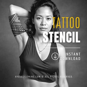 Hawaiian Arm or Leg Band Tattoo Stencil - Half Sleeve Polynesian Tribal Design