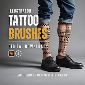 Polynesian Tattoo Arm Band Design Illustrator Brushes, Tribal Flash Vector Art Tools, Geometric Pattern Drawing for Creatives and Designers