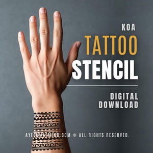 Polynesian Tattoo Sleeve Stencil Template, Digital Hawaiian Tribal Arm Design with Geometric Shark Teeth and Spearheads Pattern for Artists