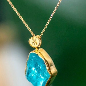 K18 Gold Blue Topaz Necklace, Sterling Silver Back