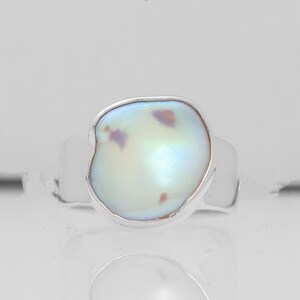 Ring with natural Shape Pearl,Handmade in Sterling Silver with Love.