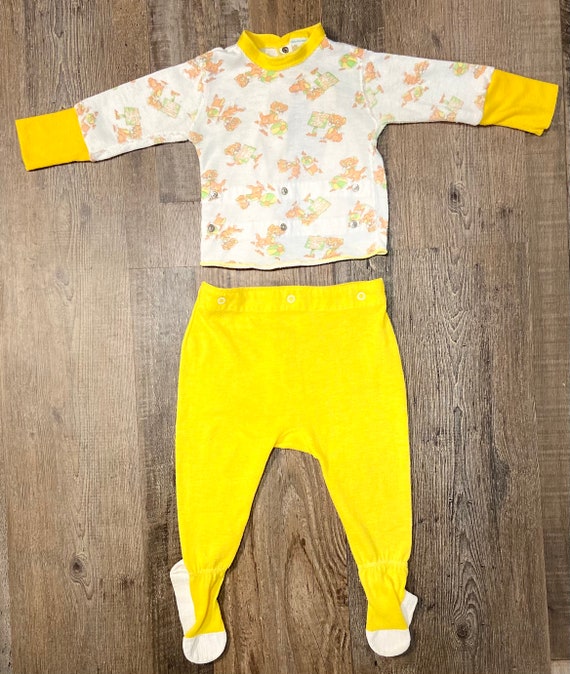 Vintage 70s Snap Waist Footed Pajama Set Etsy