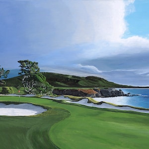 Golf Panting Print of Pebble Beach Golf Links #4, Golf Art, Pebble Beach Golf, Gift for Golfer, Golf Painting