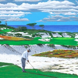 Golf Painting Print of Dr. Alister MacKenzie at Cypress Point #13, Golf Art, Cypress Point Golf, Golf Gift, Golf Painting