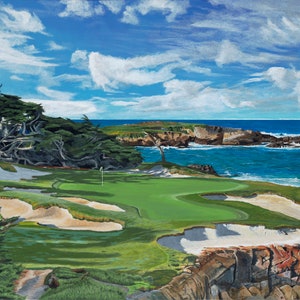 Golf Painting Print of Cypress Point Country Club Hole 15 in Pebble Beach, Golf Art, Cypress Point Golf, Golf Gift, Golf Painting